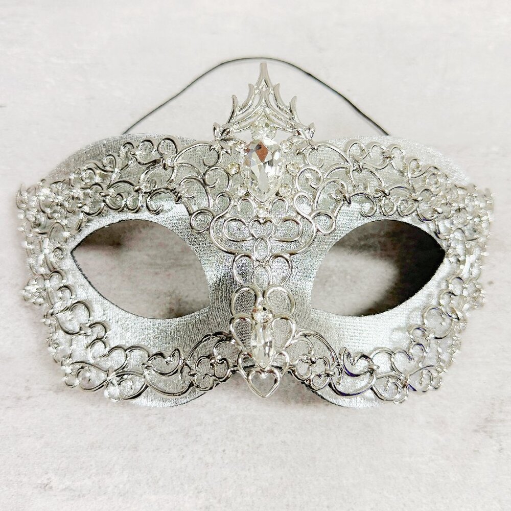 2 in 1 silver mask, Masquerade party wedding, silver masquerade mask, Party mask